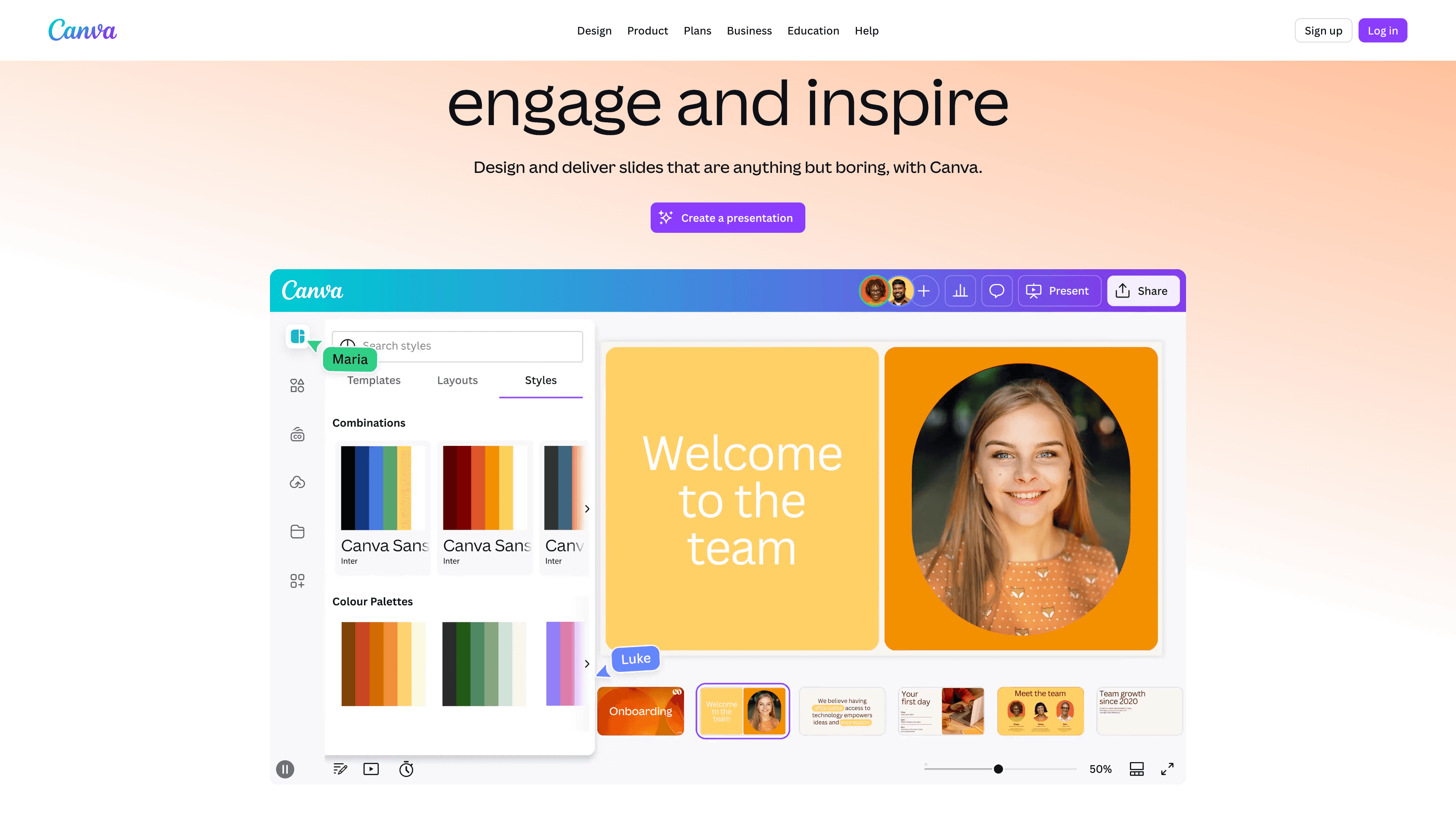 Typical presentation output — template-based design