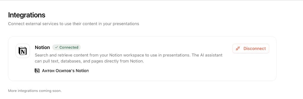 Bobr AI integrations page showing the Notion Connect button